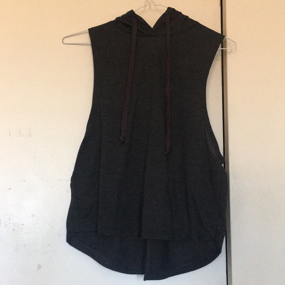 Black hooded tank top